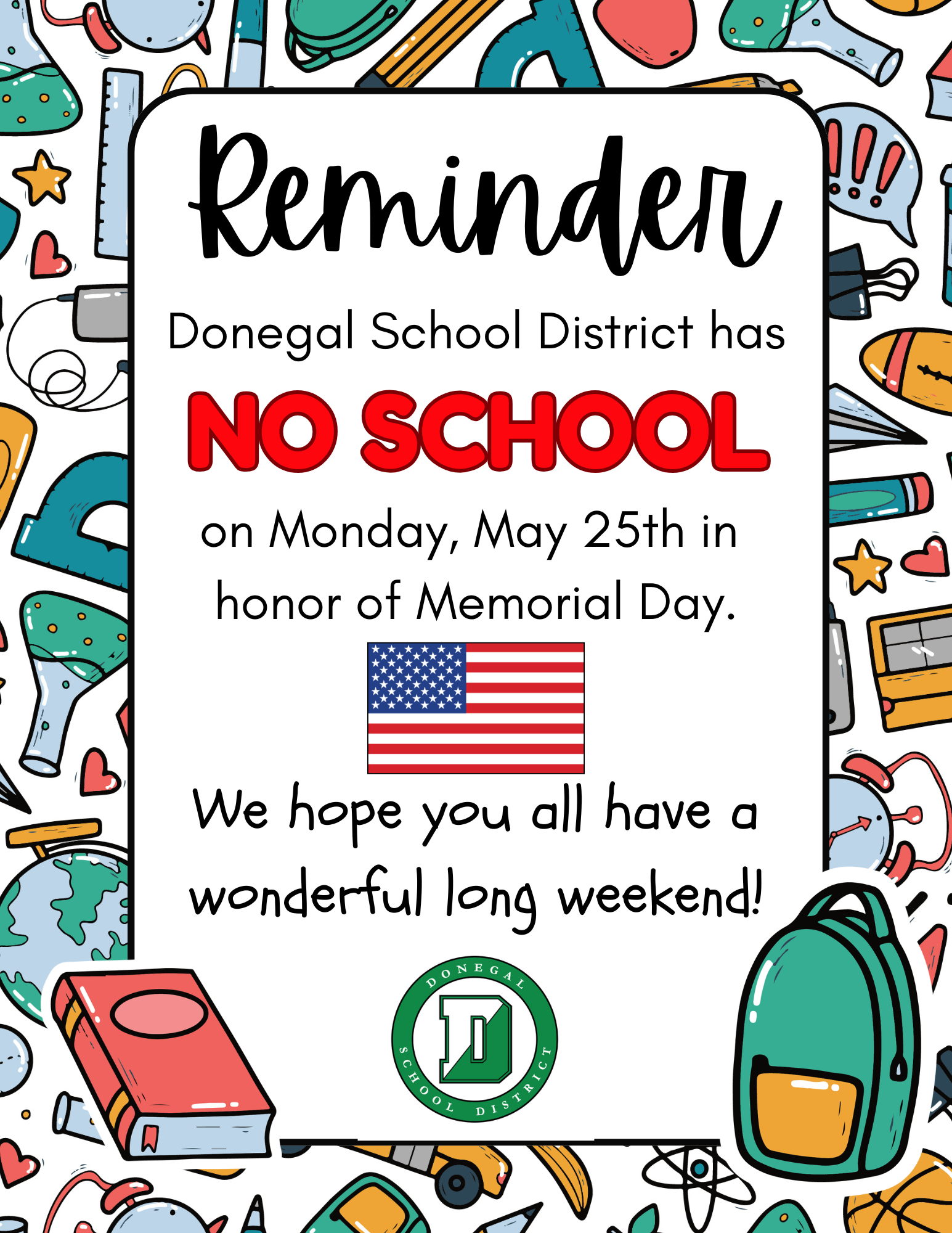 Monday (5/25/26) - School Closed